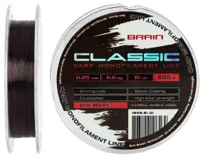 Леска Brain Classic Carp Line (dark brown) 300m 0.25mm 15lb 6.6kg