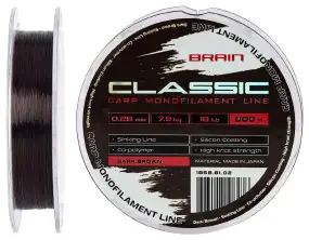 Леска Brain Classic Carp Line (dark brown) 300m 0.28mm 18lb 7.9kg