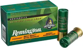 Патрон Remington Premier Hevi-Shot Nitro-Magnum кал.12/76 дріб № В (4,25 мм) наважка 42,6 грам/ 1 1/2 унції. Поч. швидкість 396 м/с.