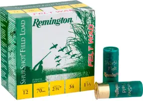Патрон Remington Shurshot Field Load FW кал.12/70 дробь №4 (3,1 мм) навеска 32 граммf/ 1 1/8 унции. Без контейнера.