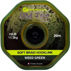 Поводковый материал RidgeMonkey RM-Tec Soft Braid Hooklink Weed Green 25lb 20м