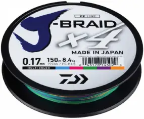 Шнур Daiwa J-Braid X4E 150m (Multi Color) 0.15mm 15lb/6.9kg