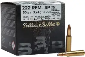 Патрон Sellier & Bellot кал. 222 Rem пуля SP масса 3,24 г/ 50 гр
