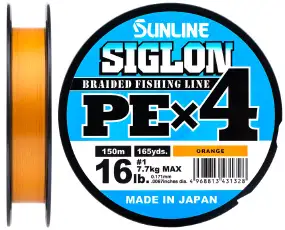 Шнур Sunline Siglon PE х4 300m (оранж.) #3.0/0.296mm 50lb/22.0kg